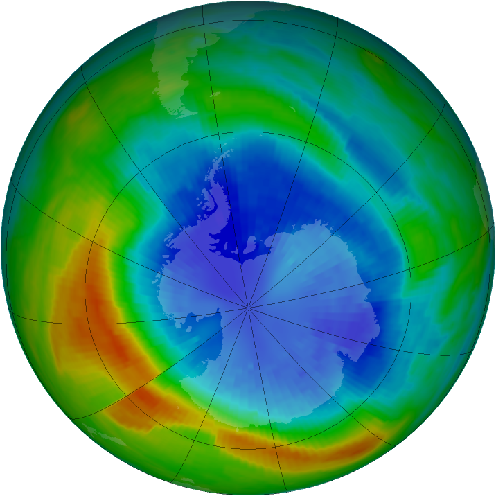Antarctic ozone map for 12 September 1985